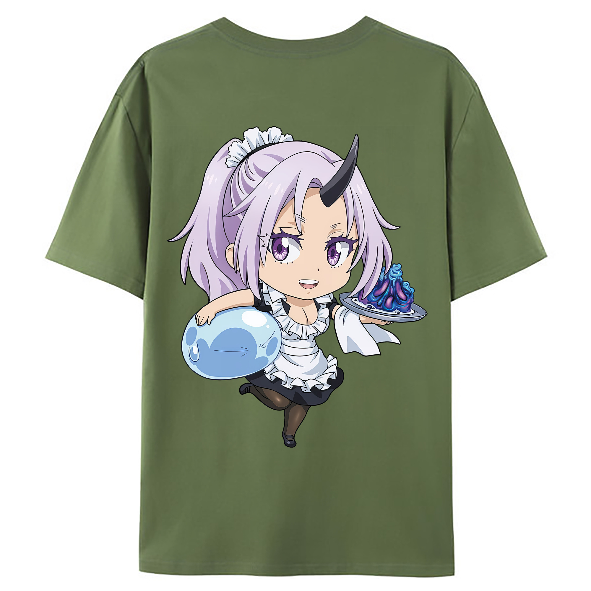 （画像用） 転スラ Regarding Reincarnated to Slime 綿100％ メンズ半袖Tシャツ（バックプリント） 通気性